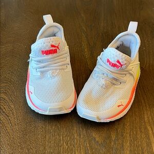 Puma Kids White and Neon Sneakers